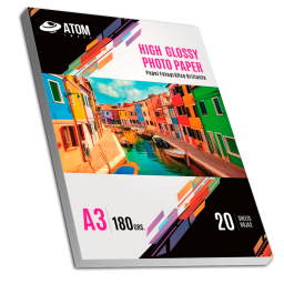 PAPEL FOTO A3 180GR HIGH GLOSSY x 20 HOJAS